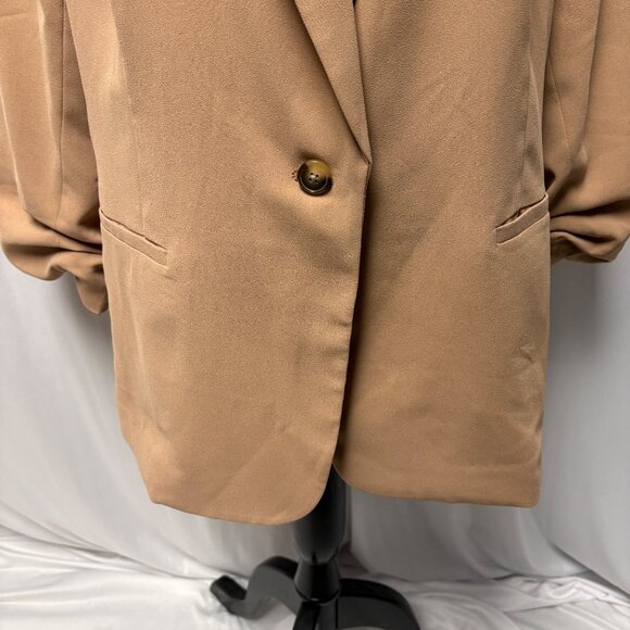 LC Lauren Conrad Blazer Womens Size 1X Camel Tan 1 Button Jacket Office Casual - Picture 3 of 10